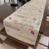 外贸桌旗复古美式 风茶台布亚麻棉麻刺绣长条装 饰巾茶几电视柜盖布