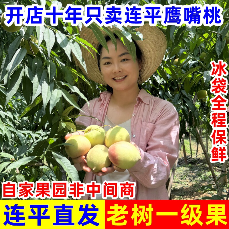 正宗广东河源连平上坪鹰嘴蜜桃脆甜新鲜水果桃子水蜜毛桃产地直发