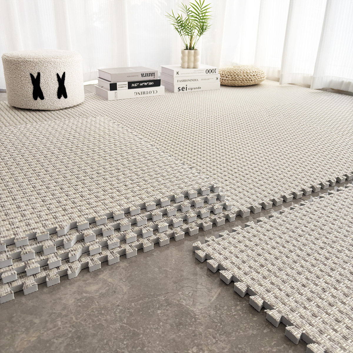 60X60大块棉麻拼接地毯