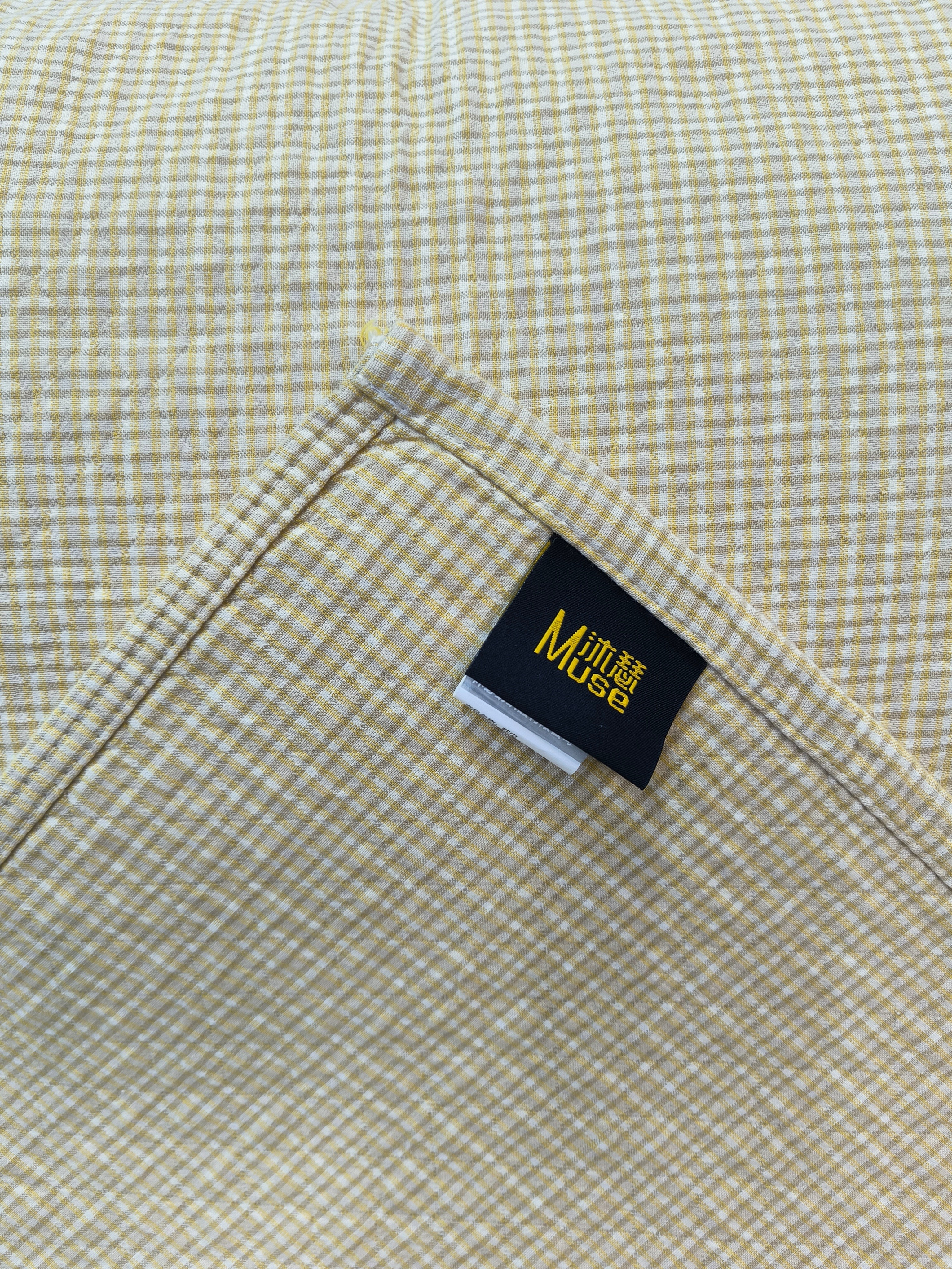 实体店沐瑟纯棉四层纱布水洗提花双人加大格子毛巾被纱布盖毯床盖