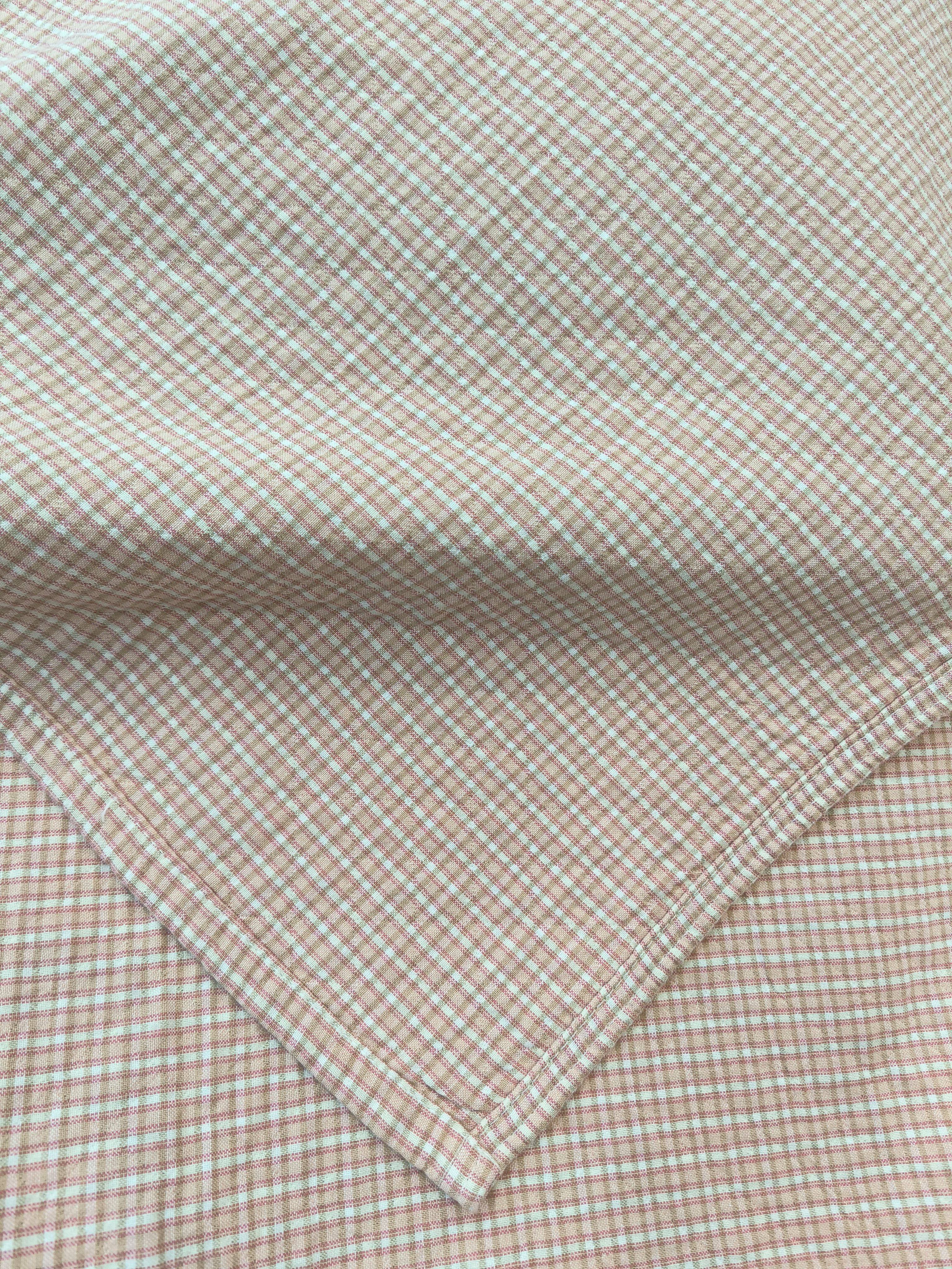 实体店沐瑟纯棉四层纱布水洗提花双人加大格子毛巾被纱布盖毯床盖