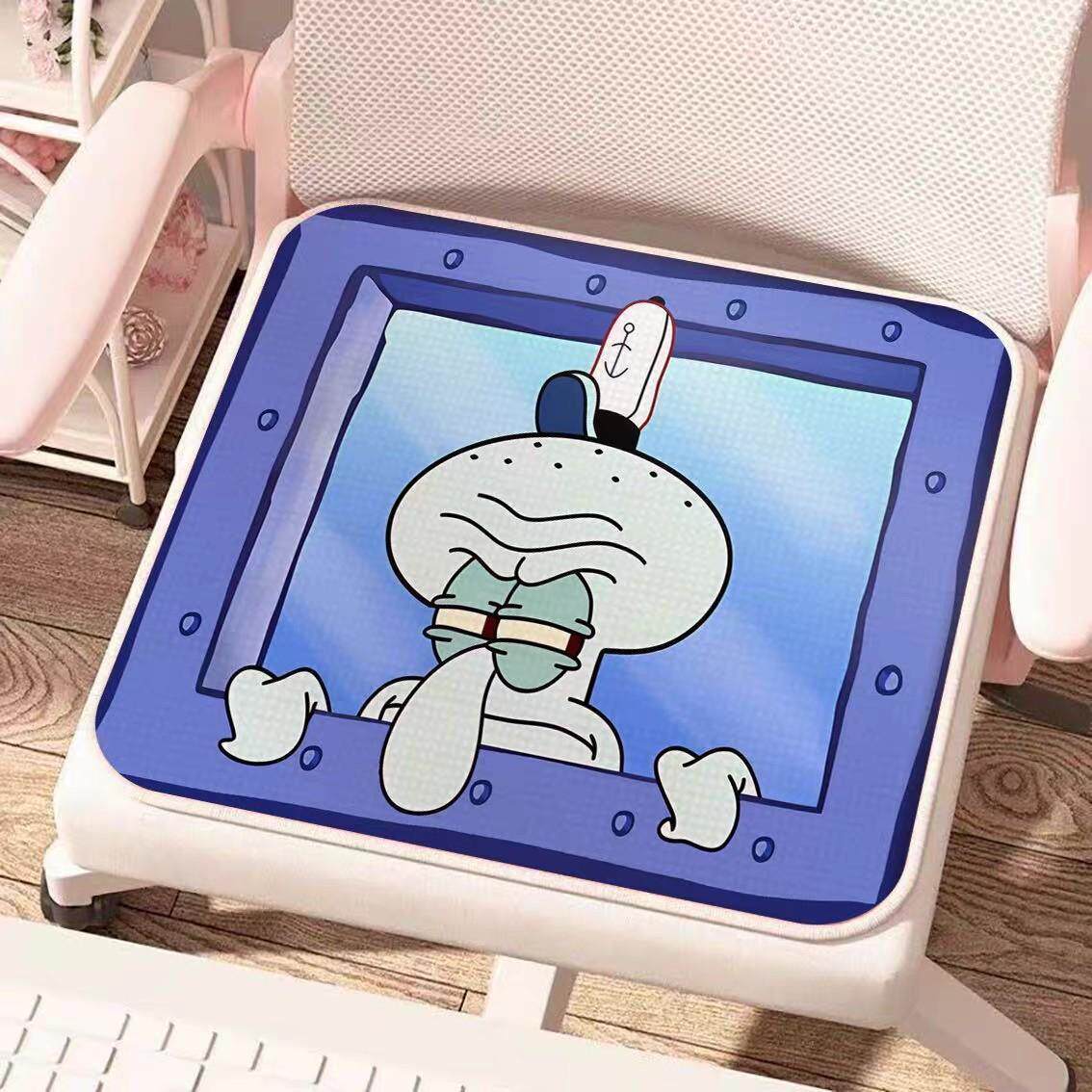 海绵宝宝冰丝坐垫夏季凉垫透气椅垫卡通座椅垫办公室学生椅子屁垫