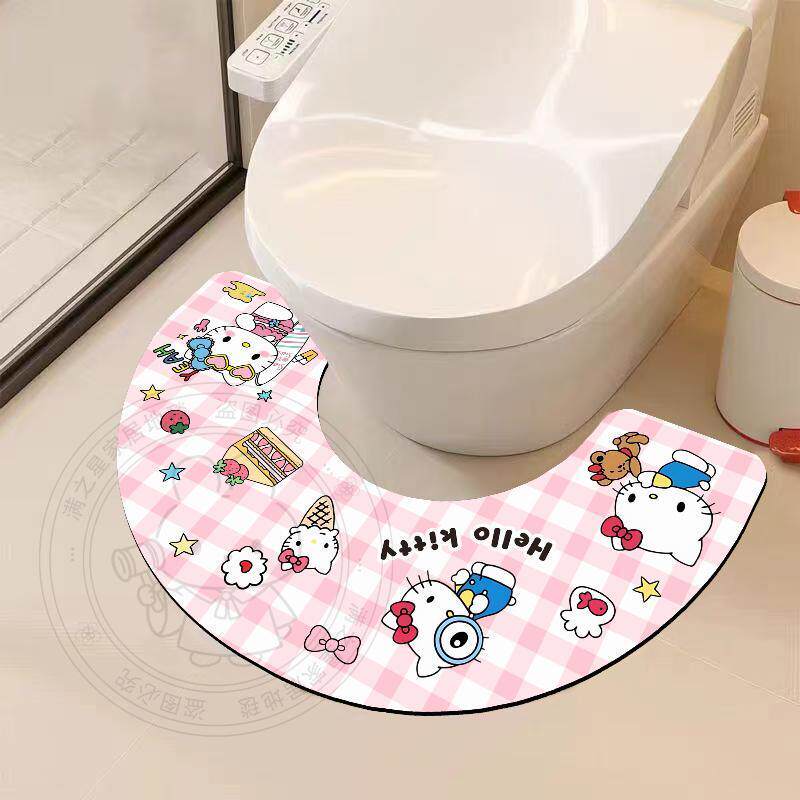 卡通卫生间马桶地垫浴室硅藻泥防滑马桶U型垫厕所防溅尿吸水脚垫