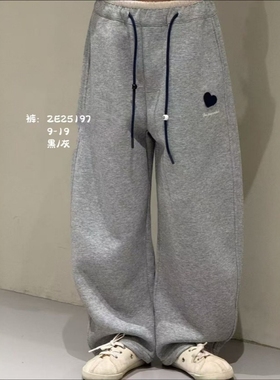 大E小e儿童弯刀裤2025秋冬男女薄绒直筒裤青少年磨毛运动裤25197