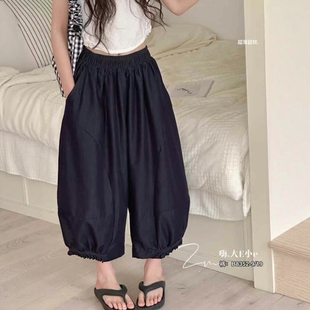 大E小e2025春夏女童洋气牛仔裤青少年灯笼裤超薄九分裤奶奶裤8352