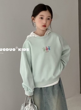 牛哆哆女童钉珠卫衣2025新款儿童春秋款休闲甜美上衣中大童37859