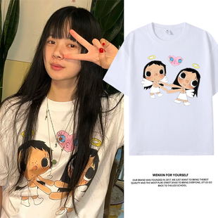 可爱卡通yuy玉周边T恤男女新款夏季纯棉设计感小众短袖宽松上衣服