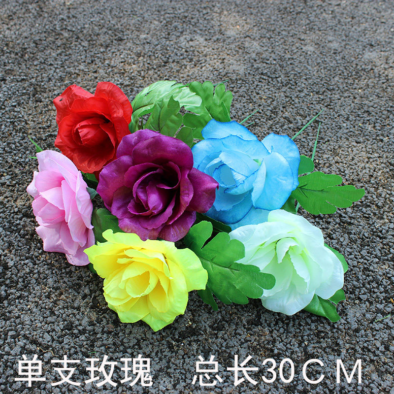 仿真玫瑰花束单支玫瑰把束绢花扫墓花便宜清明节花假花公墓摆放花