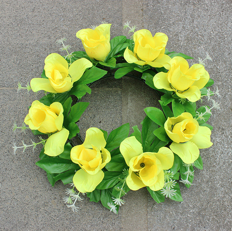 绢花玫瑰花环仿真小花圈便宜清明节花假花扫墓花祭祀花装饰花包邮