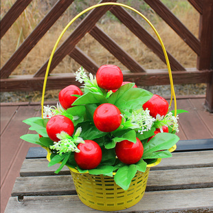 清明节上坟花仿真水果花篮扫墓用品红苹果祭祖公墓碑摆放花陵园花