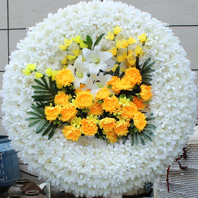 殡葬绢花圈假菊花祭祀追悼扫墓花