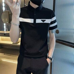polo衫 潮流2023新款 男潮牌夏季 修身 百搭体恤上衣 t恤韩版 翻领短袖