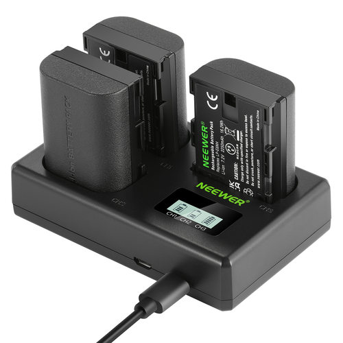 纽尔2250毫安LP-E6NH电池x3+USB三充充电套装适用相机LP-E6