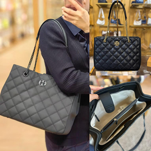 代购TB女包Willa单肩手提羊皮购物包新菱格时尚大容量链条托特包