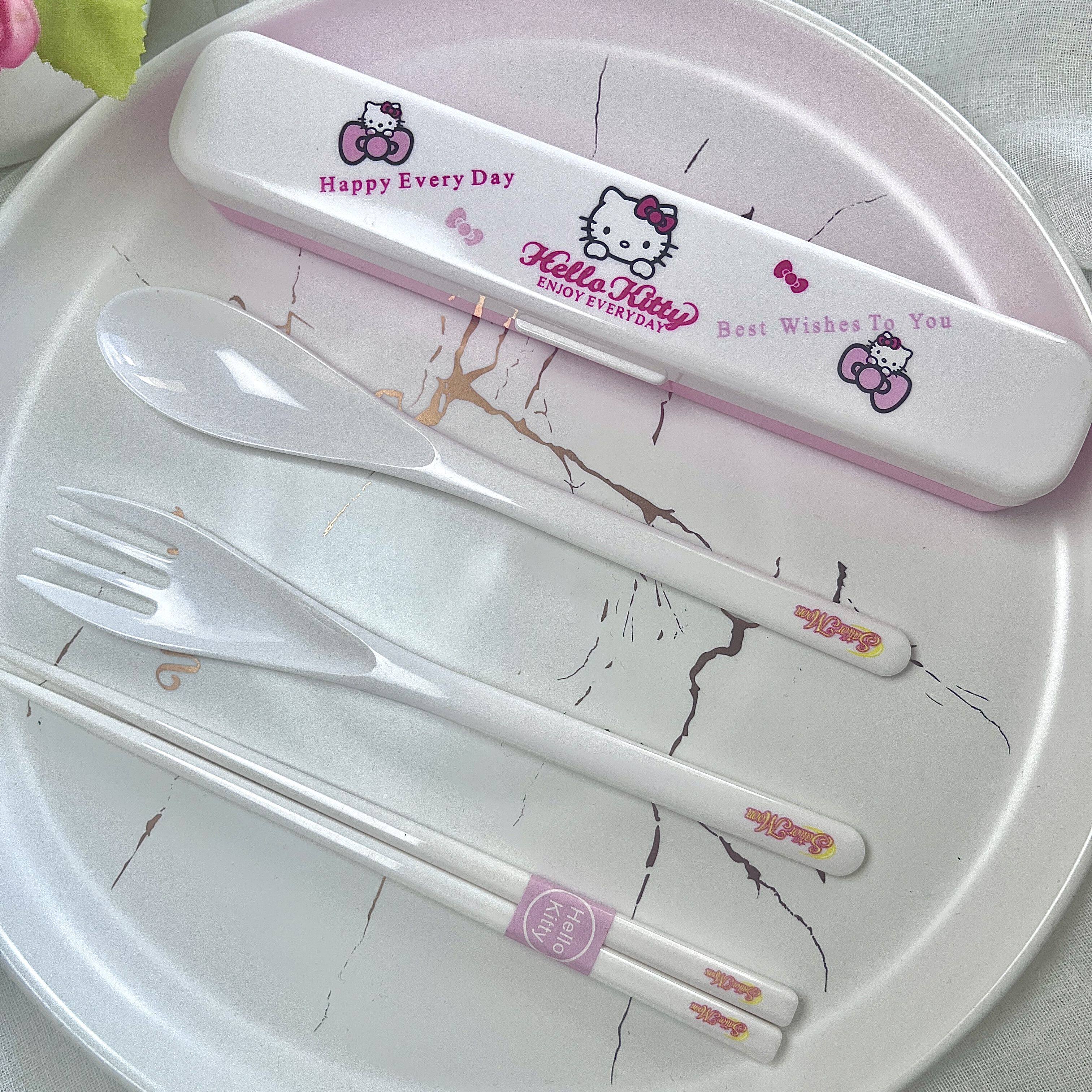 可爱K猫叮当猫歺餐具三件套筷子便携/折叠餐具