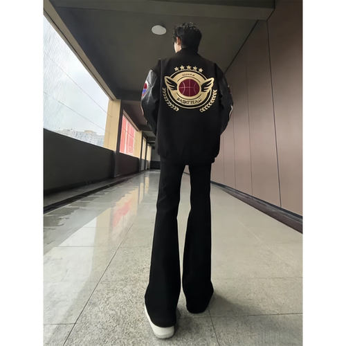 国潮黑色微喇牛仔裤男款美式高街