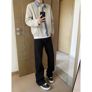 黑色弯刀牛仔裤男款弹力修身vibe显瘦男生裤子cleanfit提档微喇裤