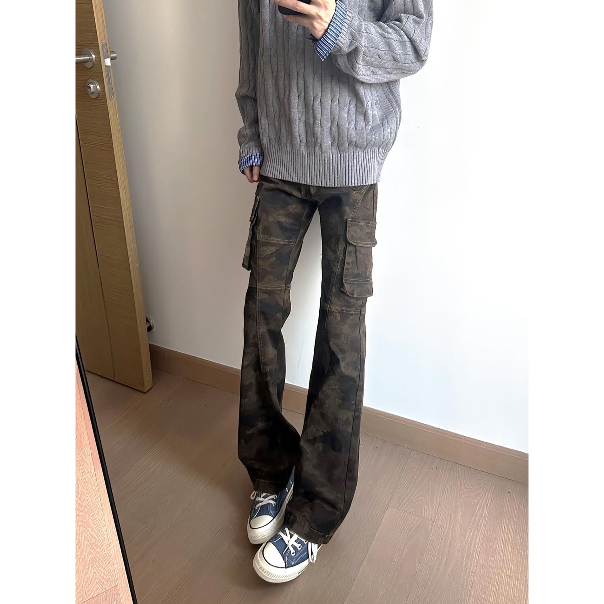 YKE微喇弯刀迷彩裤男款秋牛仔裤