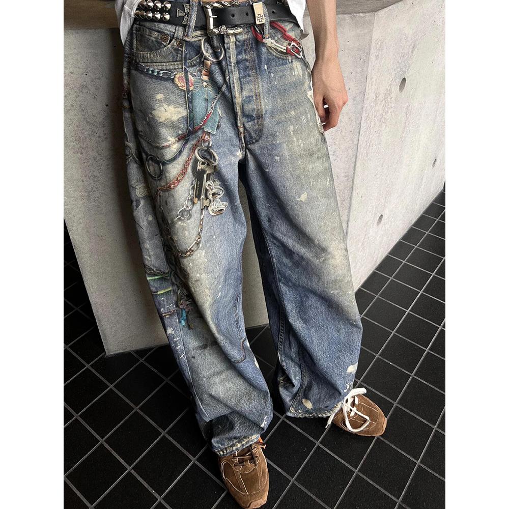 数码印花打印牛仔裤小众设计感