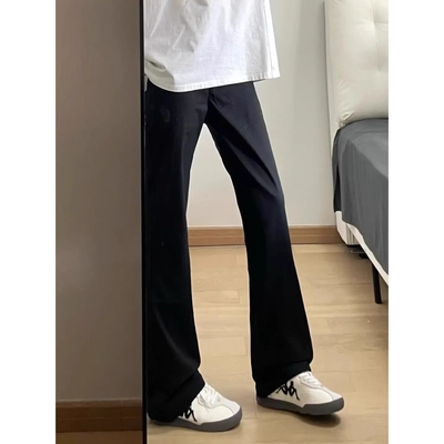 黑色窄版弯刀牛仔裤男秋冬季加绒