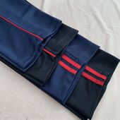 子初中校裤 两条红杠校服裤 小学生高中校服裤 夏季 藏蓝色学生运动裤