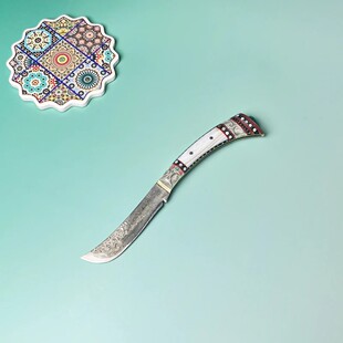 [oloey]英吉沙非遗礼物传统多功能大马士革钢小刀吃肉削水果送礼