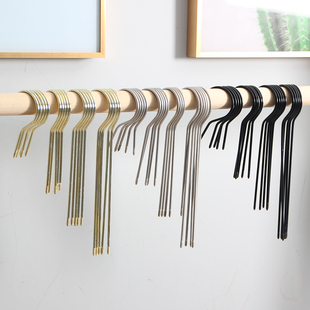 服装店挂钩木衣架钩子配件加粗加长圆钩金银色塑料衣架金属铁勾头