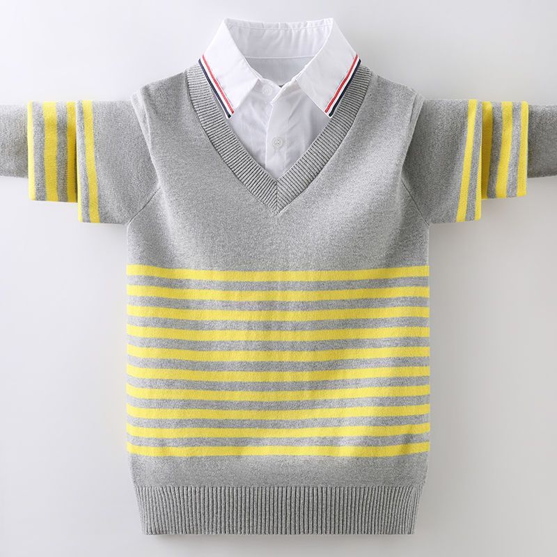 男童毛衣假两件2025春秋