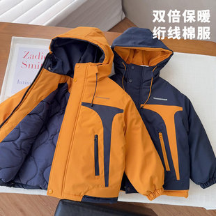 【寒冬加厚夹棉棉服】中大童拼色冲锋衣保暖加厚棉服HQ8106