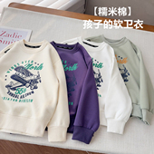 中大童双面棉卫衣男女童飞机印花圆领上衣 春上新