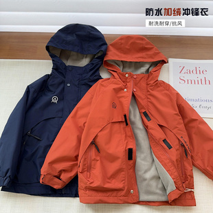 中大童休闲加绒防风防水冲锋衣男女童中长款 返场 款 棉服 经典