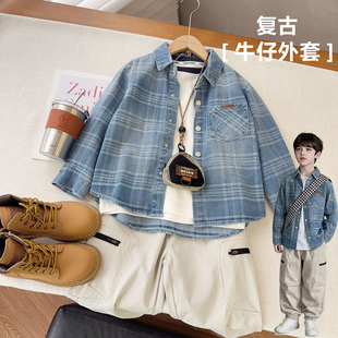 【春上新】中大童2026春休闲厚牛仔外套男女童简约宽松衬衣