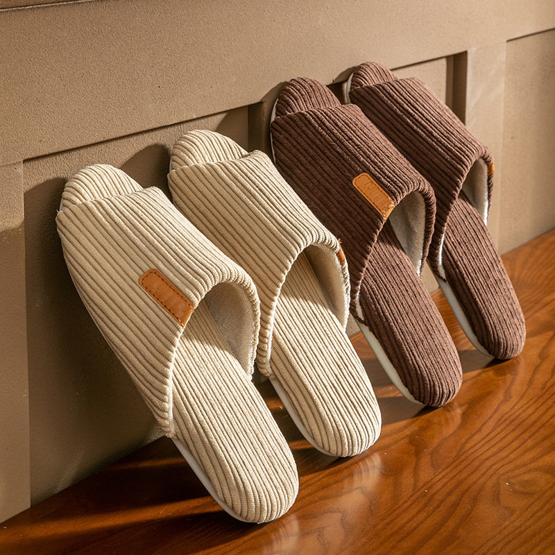 秋冬加厚棉拖鞋男女情侣室内防滑静音木地板家居拖鞋包跟保暖款