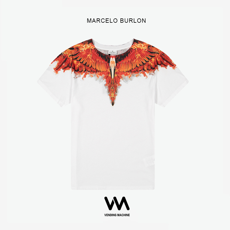 Marcelo Burlon 19ss teeº£ÍâÕýÆ·MB°×É«ºÚÉ«»ðÑæ³á°òÄÐÅ®¶ÌÐäTÐô