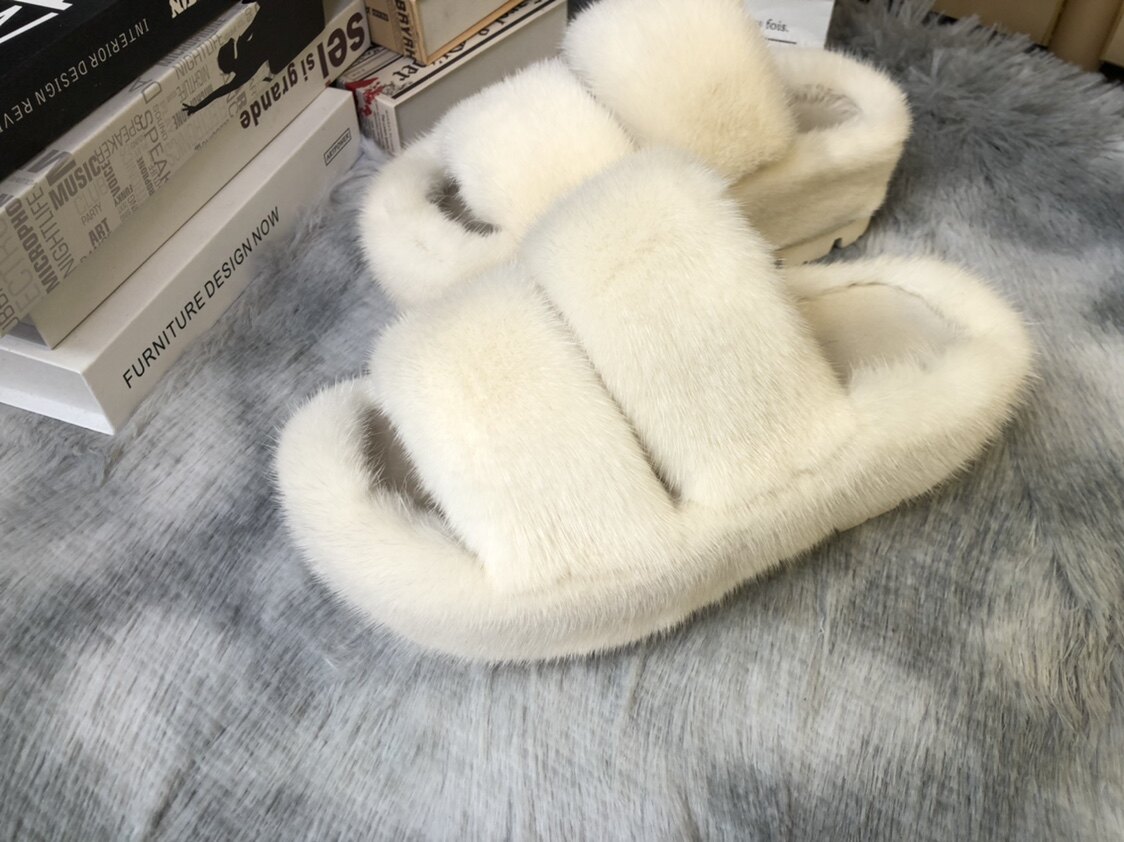 钊钊家 欧货潮流米白色双一字带2023新款四季毛毛拖外穿防滑,女鞋,毛毛鞋,淘宝优惠券,粉丝福利购,淘宝优惠卷