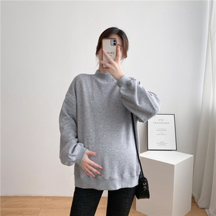 时尚 套头卫衣加绒中长款 款 宽松秋冬装 秋冬上衣辣妈 2020韩版 孕妇装