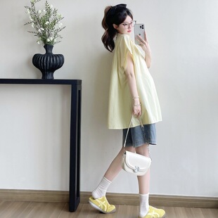 遮肚子百搭甜美减龄潮妈上衣衬衣夏装 孕妇装 衬衫 宽松显瘦时尚 夏季