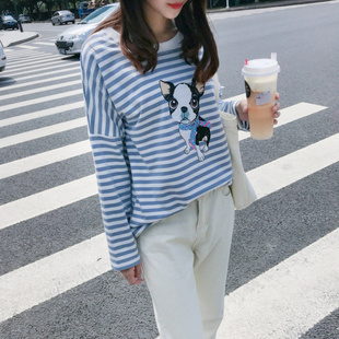 卡通条纹哺乳卫衣外出喂奶衣哺乳上衣秋装 8364产后孕妇装 外出春装