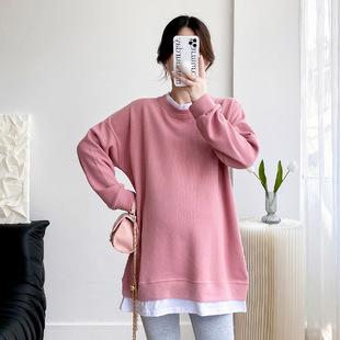 韩版 宽松大码 中长款 孕妇卫衣春秋时尚 孕妇装 2022新款 上衣女秋季 款