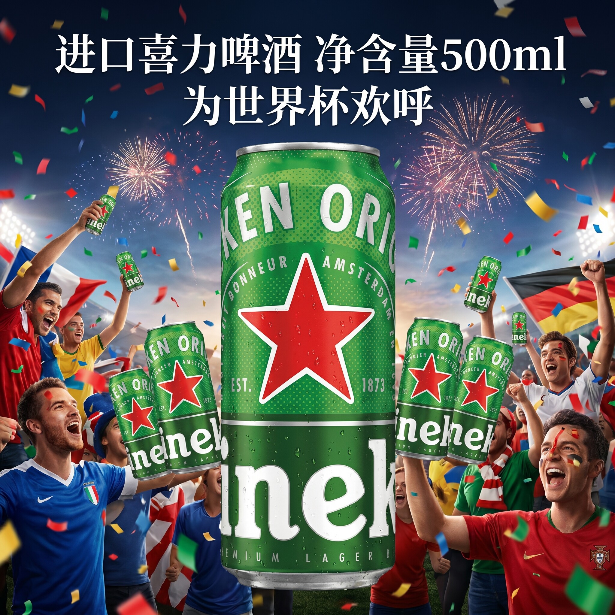 荷兰原装进口喜力啤酒500ml*24罐听Heineken黄啤整箱罐装特价临期图片