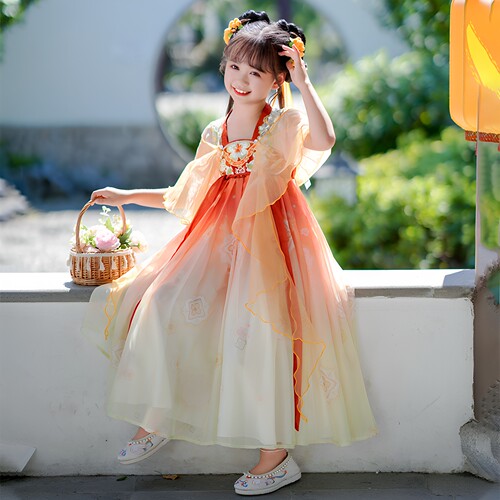 女童汉服夏季短袖儿童古装连衣裙