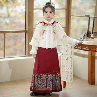 马面裙女童汉服套装女孩新年衣服冬季2026新款儿童唐装过年拜年服