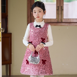 女童连衣裙秋冬2026新款 加厚背心裙两件套 儿童千金公主裙女孩冬款