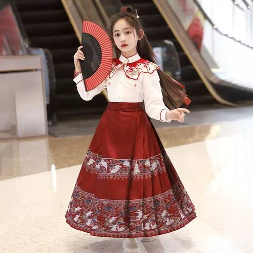 女童春秋马面裙汉服中国风唐装