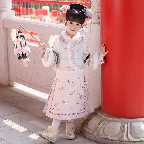 格格服女童秋冬加厚清朝古装汉服