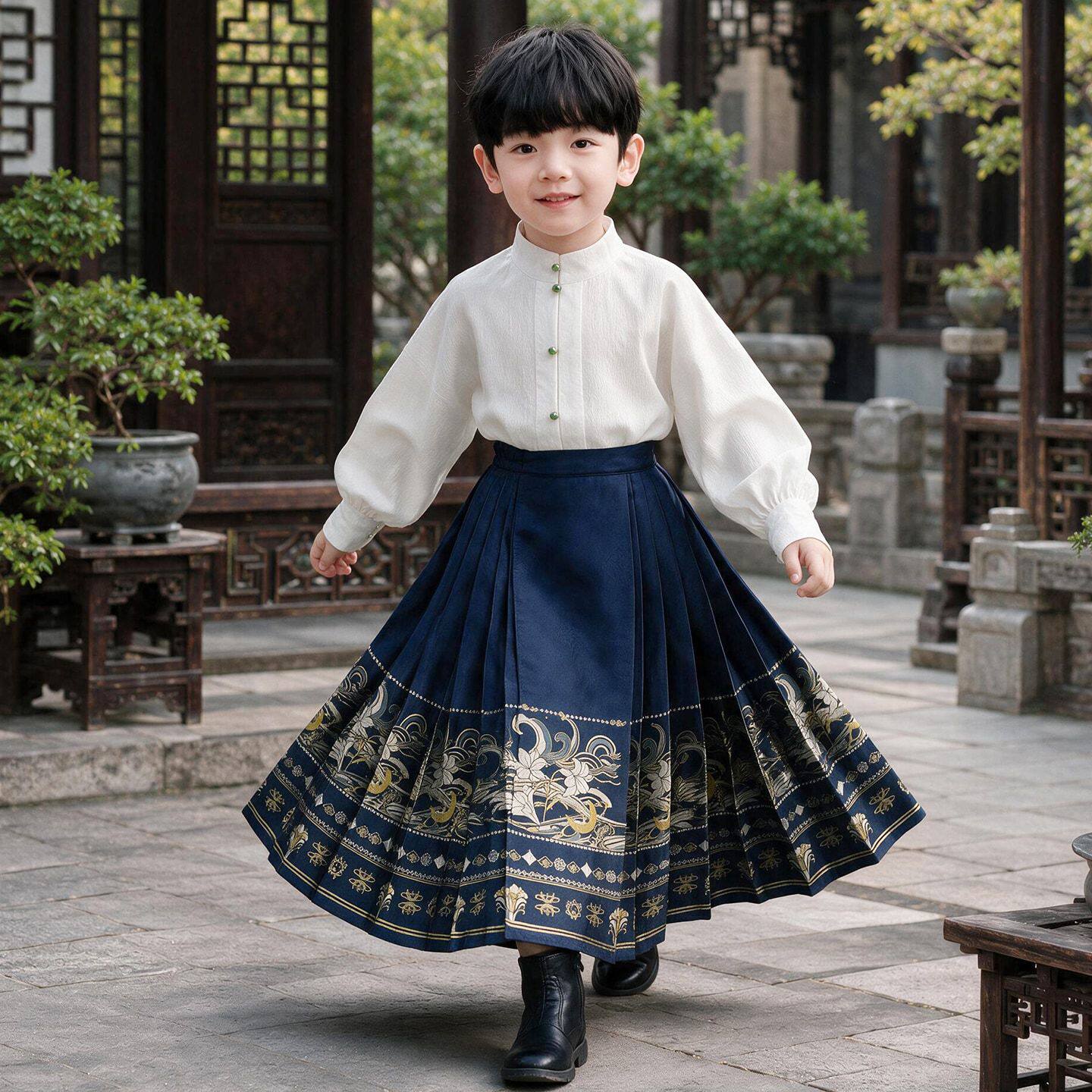 男童汉服马面裙套装秋季中式古装