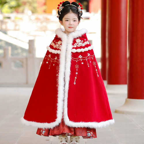 汉服女童秋冬加绒古风唐装拜年服