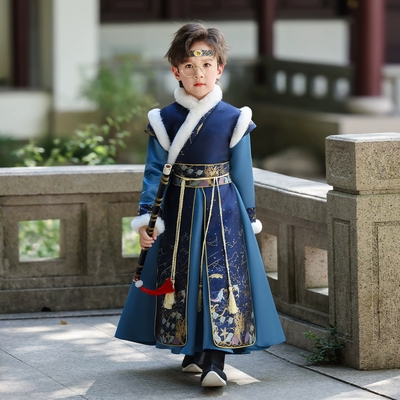 男童汉服冬装男孩加厚古装拜年服