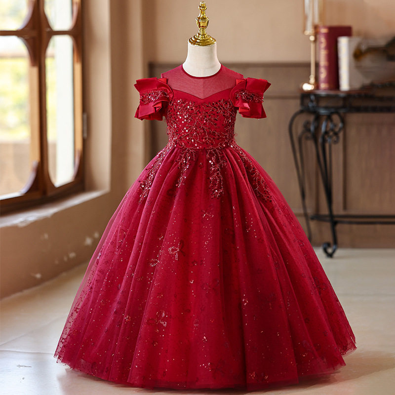 女童礼服高端轻奢花童生日公主裙儿童主持人连衣裙婚礼洋气演出服