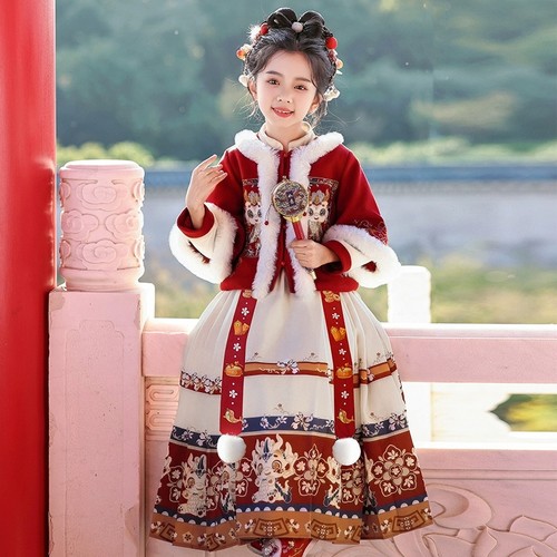 女童汉服冬季新款唐装古风拜年服